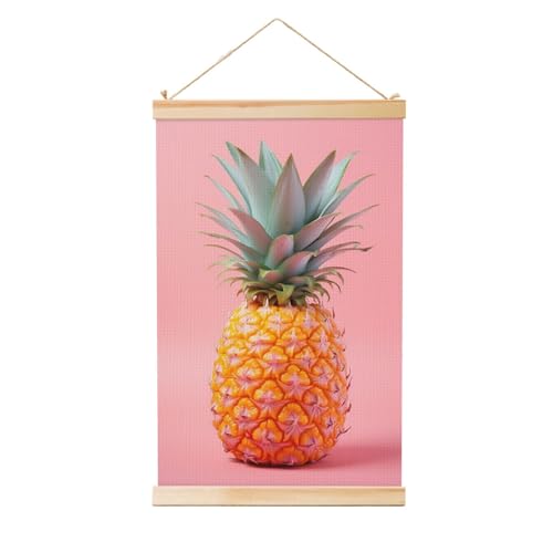 Poster mural moderne ananas et cadre bois pour une ambiance zen