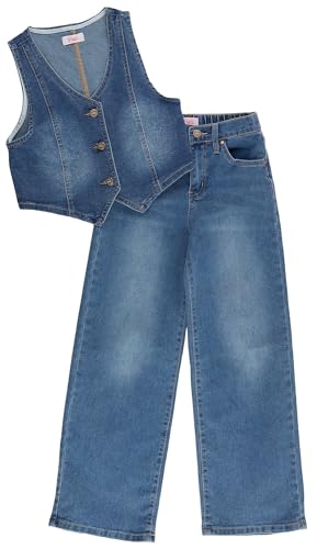Denim Vest & Wide Leg Jeans Set for Girls by YMI GIRLS