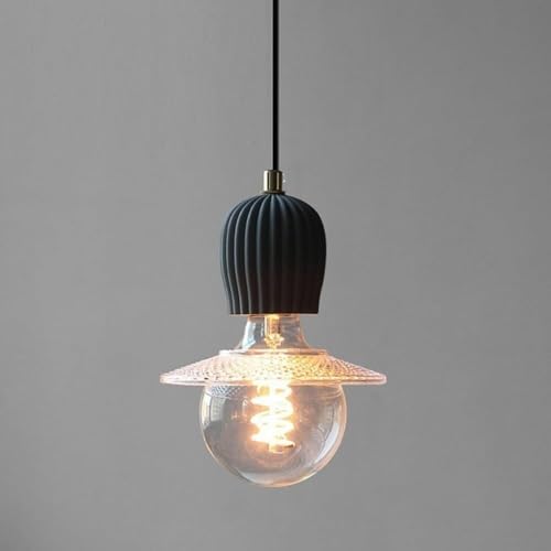 Lámpara techo colgante minimalista en hormigón negro perfecta sobre la isla