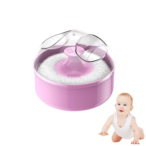 Puff y recipiente para polvo, recipiente para polvo con borla | Aplicador de polvo y delicado | Soporte para esponjas en polvo, organizador de maletas, dispensador de polvo vacío a prueba de pol