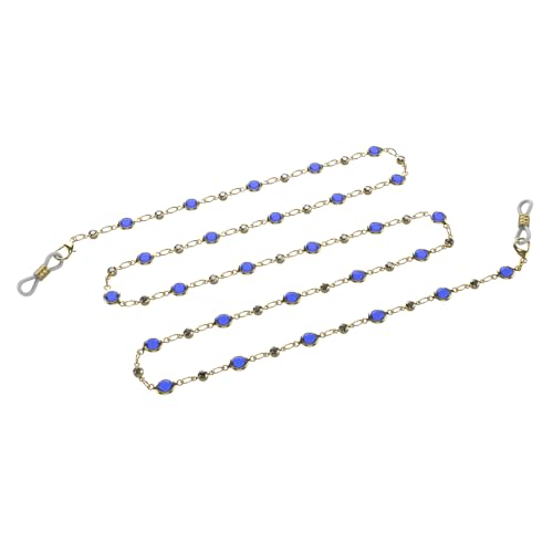 Image of Colorful Beaded Eyeglass Chains for Women - Sunglasses, Spectacle, and Reading Glasses Neck Cord Strap Holder (Beads Chain -Dark Blue)