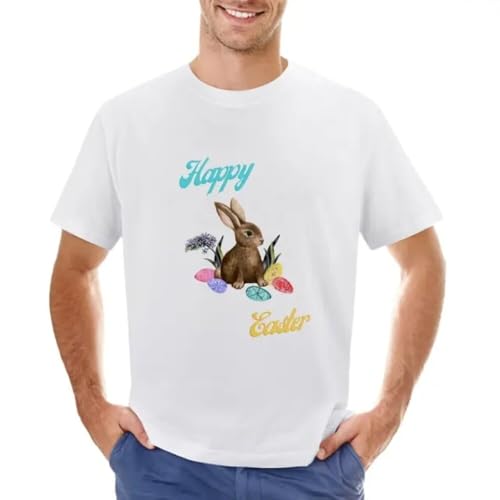 Happy Easter T-Shirt Plus Size Tops Designer t Shirt Men 1 White XL