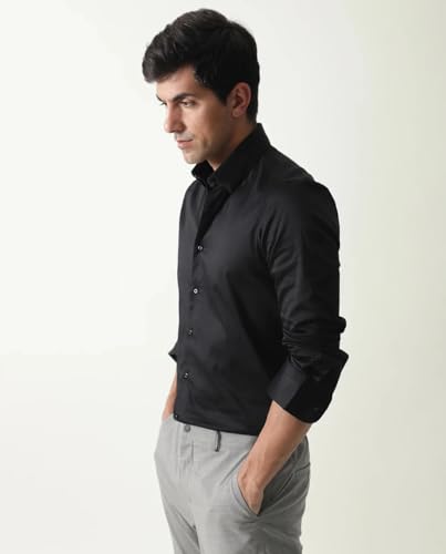Image of Men's Cotton Blend Solid Shirt - Stylish Button Down Shirt for Casual