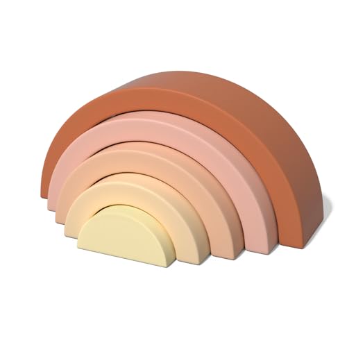 Asweets Wooden Stackable Rainbow Toy, 5 PCS Wooden Building Blocks Set for Baby, Kids and Toddlers, Montessori Rainbow Nesting Puzzle, Enhance...