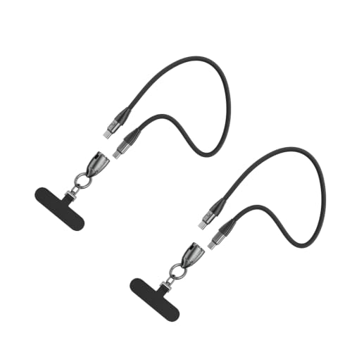 Image of USB C Short Charging Data Cable Lanyard Anti-Drop Wrist Strap Keychain PD 240W 5A Fast Charging Phone Wrist Strap (30cm) Type C Charging Cord Braided 480mbps Data Transfer