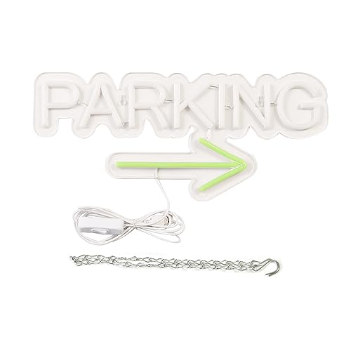 Image of Parking Neon Signs for Wall Decor Neon Lights for Bedroom Led Business Signs Suitable for Underground Parking Christmas Gift Led Art Wall Hanging 5V Power Adapter, 16.2 * 7 Inch(White)