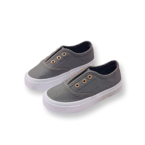 Unisex-Child Toddler Canvas Sneakers for Boys and Girls Slip on,- Casual or Formal Casual or Formal – (Gray, Little_Kid, Size 21-24months)