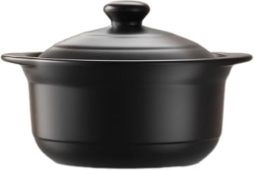 Giawkca 土鍋 キャセロール 蓋付き 耐熱 陶器製 健康鍋 直火・ガスコンロ対応 両手鍋 高温・低温に強い土鍋 蓋付き土鍋耐熱陶器・ヘルシー調理器具 小瓦鍋 (1L【お一人様のみです】)