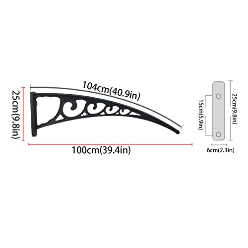 Auvent de porte extérieur en polycarbonate transparent pour protection entrée - 7