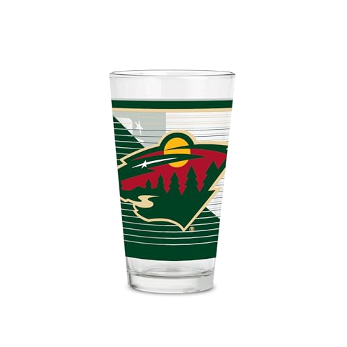 Rico Industries NHL Hockey Minnesota Wild Standard 16 oz Pint Glasses with Digitally Printed Logo, Classic Drinking Glass