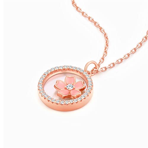 Collier fleur de cerise en argent 925 maille jaseron - 5
