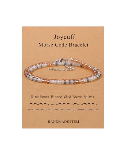 JoycuFF Inspirational Morse Code Bracelets for Women Encouragement Gifts for Women Christmas Jewelry for Daughter Soulmate Best Friend Graduation Friendship Gifts for Female