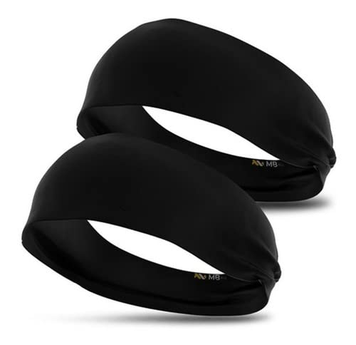 Kit 2 Tiaras Esportivas Headband Masculinas e Femininas para Ioga e Esportes (Preto)