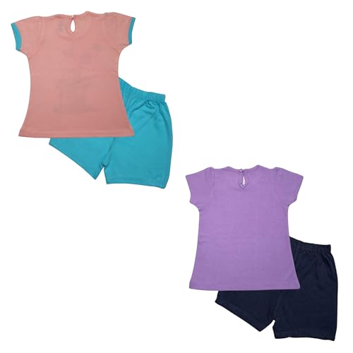 Image of LuvLap Baby Girls Regular Fit 100% Cotton Half Sleeves Girls Top CoSet Pack of 2
