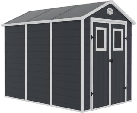 Habitat et Jardin - Abri de Jardin Résine Texas 5.23 m² Anthracite - Ancrages Intérieurs - Antirouille/Anti-UV