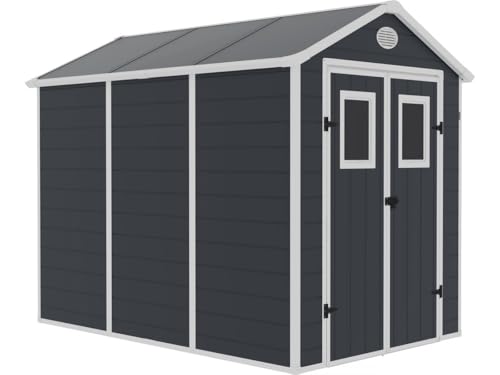 Habitat et Jardin Caseta de jardín de Resina Texas - 5,23 m² - Kit de Anclaje Incluido - Antracita