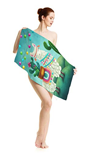 Ofloral Hand Towels Cotton Washcloths Cute Alpaca Llama With Cactus,Comfortable Soft Towels For Bathroom/Kitchen/Yoga/Golf/Hair/Face Towel For Men/Women/Girl/Boys 15X30 Inch #TOP7