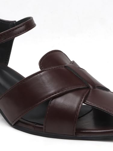 Image of SilverArrow womens Corvella Fashion Sandals|Block Heel Sandals With Buckle Closure|Casual Wear