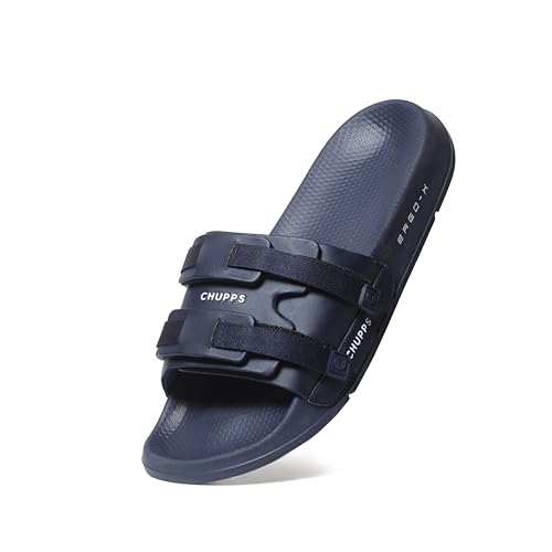Image of CHUPPS Element Navy Drift Orthopedic Slippers | Soft Footpharma Footbed | Breathable Ventilation Holes | Lightweight Flip Flops | Anti-Skid Chappals for Everyday For Mens