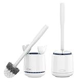 MR.SIGA Toilet Bowl Brush and Holder, Premium Quality, with Solid Handle and Durable Bristles for Bathroom Cleaning, White, 2 Pack