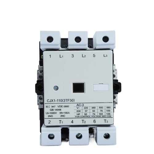 Contacteur tripolaire CJX1-110A avec bloc auxiliaire intégré 2 NO 2 NC de haute endurance