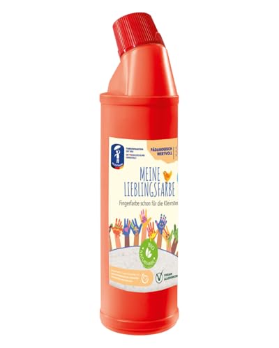 Feuchtmann MEINE LIEBLINGSFARBE Edu Bottle | 900g cremige Fingerfarbe Einzelflasche | hautfreundliche Fingermalfarbe auf Wasserbasis | ungiftig, auswaschbar | Malfarben Kinder (ab 2 Jahre), FARBE:Rot