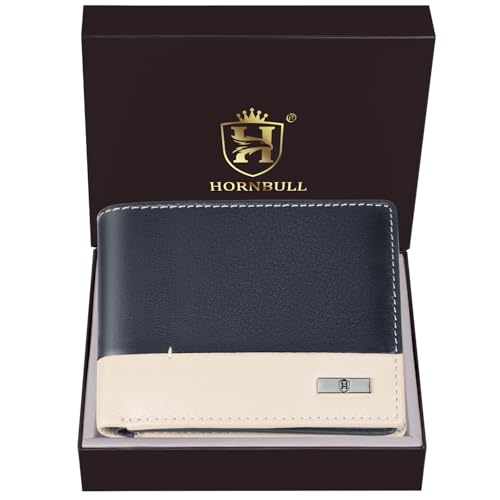 Image of HORNBULL Nikolas Navy Leather Wallet for Men | Genuine Leather Wallet with RFID Blocking | Purse for Men