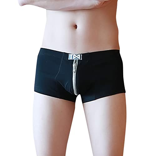 Men's Zipper Cotton Underwear Boxer Briefs,Comfort Stretch Waistband Breathable Underwear Fashionable Casual Boxerss2