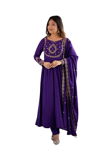 Image of ZUVAANYA Ready To Wear Indian /Pakistani Party Wear Women's Embroidery Faux Georgette Anarkali Floral Gown For Women