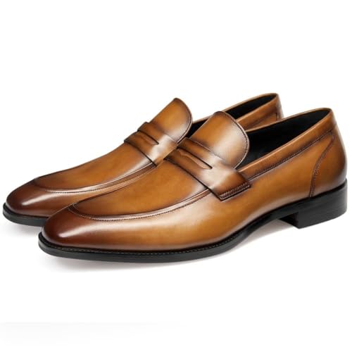 Image of GIFENNSE Men's Dress Shoes Slip-On Loafers Formal Leather Shoes for Men