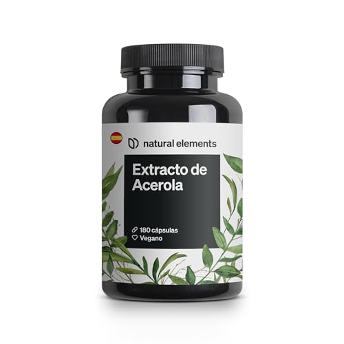 Cápsulas de acerola – Vitamina C natural en alta dosificación – 180 cápsulas veganas con 660 mg de extracto de acerola – suministro para 6 meses – sin aditivos no deseados, vegano