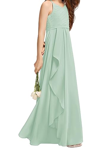 Imily Bela Girls A-Line Halter Dress Junior Bridesmaid Flower Girl Flowy Chiffon Maxi Dresses Wedding Party Pageant Gown - Thumbnail 5