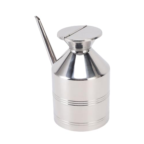 Topiky Distributeur d'Huile en Acier Inoxydable 304, Bouteille Pour Sauce Soja, Huile d'olive, Vinaigre, Récipient de Cuisine Multifonctionnel, Bec Verseur Précis (Sans poignée 500ML)