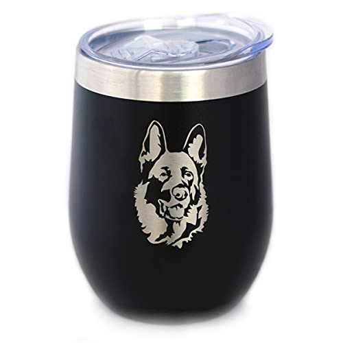 German Shepherd Wine Tumbler with Sliding Lid - Stemless Stainles...
