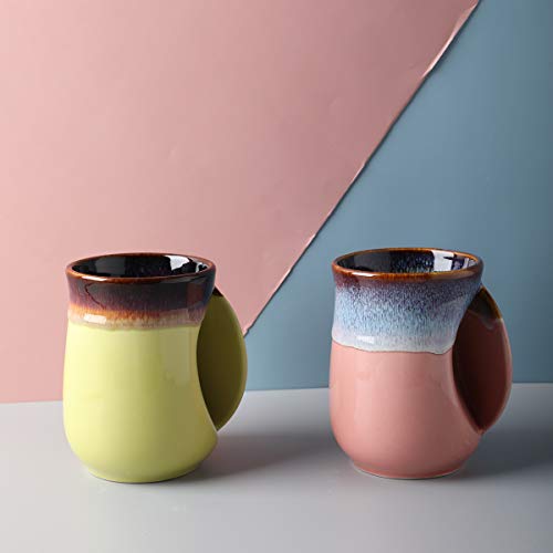 Selamica Porcelain 18Oz Novelty Right-Handed Handwarmer Mug, Coffee Mug, Tea Mug, Gift For Family Friends And Couple - Purple #TOP3