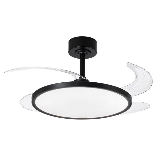 BEL AIR HOME - Slim ceiling fan with DC motor, removable blades, 36W adjustable LED light 3000K-6500K | Remote control included (Black)