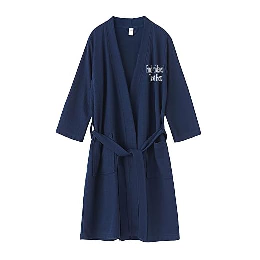 Personliga morgonrockar våffelkimono för par anpassat namn/text broderade badrockar pyjamas nattkläder för spa smekmånad, b, L