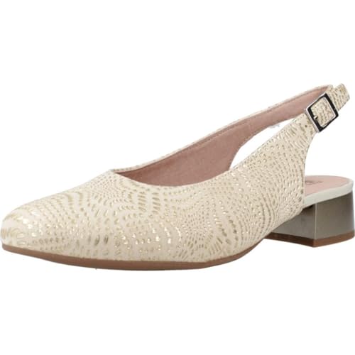 PITILLOS 10451 Salón talón Abierto con tacón bajo y Cierre de Hebilla para: Mujer Color: Oro Talla: 38