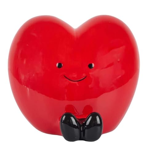Tirelire Déco Cœur Kawaii 14cm Rouge