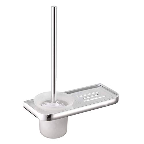 Toilet Brush and Holder Set, Powerful Bowl Cleaning System with Scrubbing Wand, Under Rim Cleaner & Storage Caddy, Stylish White Bathroom Accessory