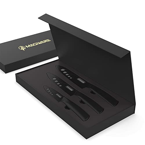 Magiware Ceramic Knives, Ceramic Knife Set with Sheaths Cover -Sharp Longer Never Rust (include 6 Inch Chef Knife, 5inch Utility Knife, and 4 Inch Paring Knife