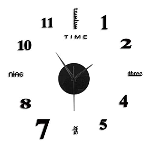 image for Kexle Frameless DIY Wall Clock,Modern 3D Mirror Wall Clock Decor,Roman