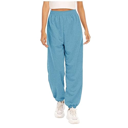 Sweatpants Womens Fall Fashion 2023 Pants Cinch Bottom Joggers Athletic Workout Pants with Pockets Gym Clothes Sky Blue