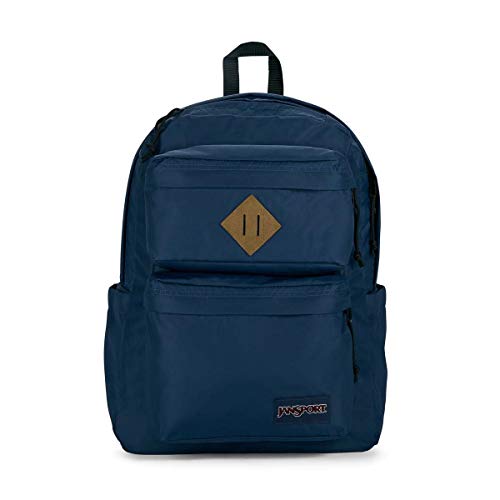JanSport Double Break Backpack – 15-inch Padded Laptop Compartment, Dual Water Bottle Pockets, Internal Organizer, Large Main Compartment, Navy