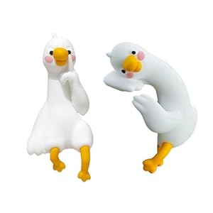 GKYQVE Figurines Miniatures d ' oies de Dessin animé, Ensemble d ' Ornements pour Moniteur d ' Ordinateur, Maison, Bureau, Voiture, Tableau de Bord, modèles d ' Animaux, 2 pièces