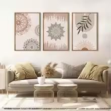 Posters abstraits géométriques lot de 3 toiles murales décoration salon nature