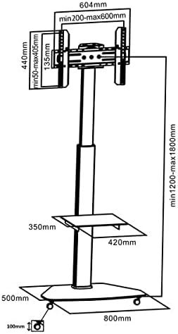 Technical diagram of the KIMEX 030-2020 TV stand with detailed dimensions and VESA compatibility.