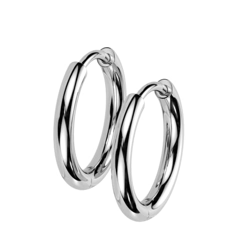 18GA F-136 Implant Grade Titanium 2mm Thick Hinged Round Hoop Earrings, Sold as a Pair