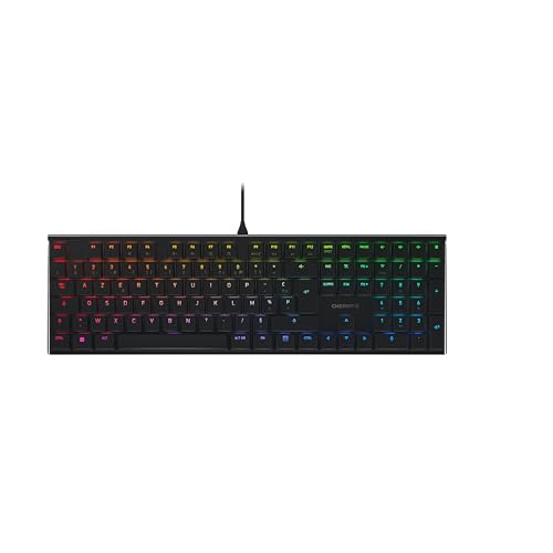 CHERRY MX 10.0N RGB, Clavier de gaming mécanique plat, Disposition française (AZERTY) Filaire, Original MX LOW PROFILE RGB SPEED Switches, Noir