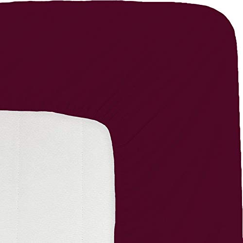 Image of Sweet Dream's 750 Collection Egyptian Cotton Fitted Bedsheet 4 to 12 Inch Matress 15 inch Drop Doube Bed (48x75) Inches (4 by 6.3) Feet + 2 Pillow Covers (18x28), Wine
